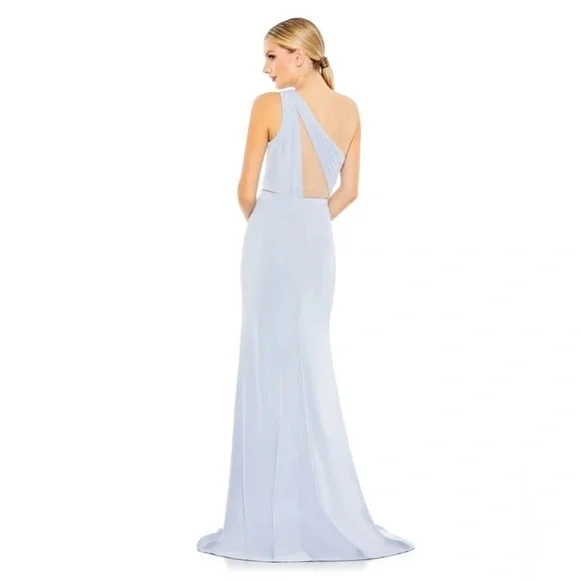Mac Duggal 50668 NWT Draped One Shoulder Illusion Cut Out Trumpet Gown